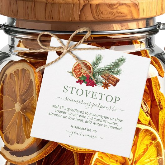 Grüner Topf-Potpourri-Tag Geschenkanhänger