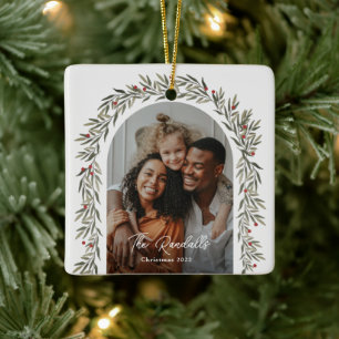 Grüner Torbogen Moderne Schrift Foto Weihnachten Keramikornament