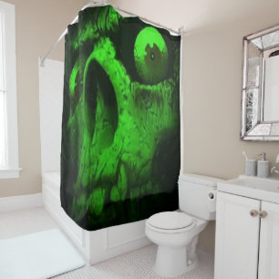 Grüner Totenkopf Duschvorhang