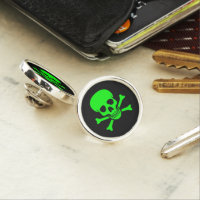 Grüner Totenkopf mit gekreuzter Knochen