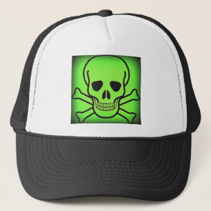 GRÜNER TOTENKOPF MIT GEKREUZTER KNOCHEN-NEONDRUCK TRUCKERKAPPE