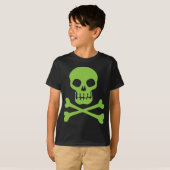 Grüner Totenkopf mit gekreuzter Knochen T-Shirt (Vorne ganz)