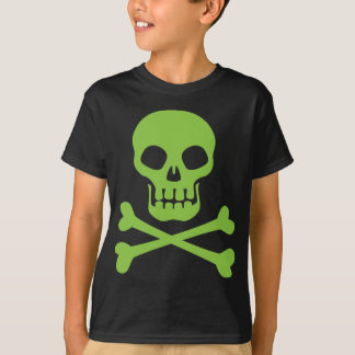 Grüner Totenkopf mit gekreuzter Knochen T-Shirt