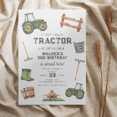 Grüner Traktor, 2. Geburtstag Einladung