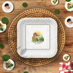 Grüner Traktor 🚜 Bauernhof Geburtstagsparty Dekor Serviette