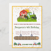 Grüner Traktor | Boys Themed Birthday Party Einladung (Vorne/Hinten)