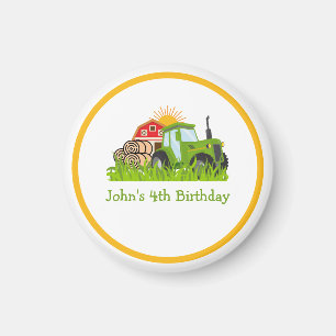 Grüner Traktor Boys Themed Birthday Party Magnet