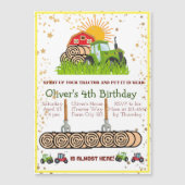 Grüner Traktor | Boys Themed Birthday Party Magneteinladung (Vorderseite)