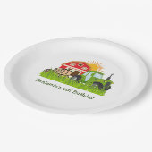 Grüner Traktor | Boys Themed Birthday Party Pappteller (Schrägansicht)