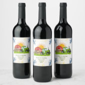 Grüner Traktor | Boys Themed Birthday Party Wine L Weinetikett (Flaschen)