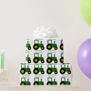 Grüner Traktor Design Geburtstag Geschenkpapier