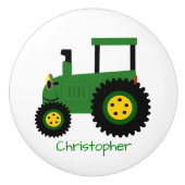 Grüner Traktor Design personalisiert Keramikknauf (Vorderseite)