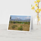 Grüner Traktor in grünen Feldern, Valencia, Spanie Karte (Gelbe Blume)