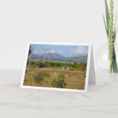 Grüner Traktor in grünen Feldern, Valencia, Spanie Karte (Vorderseite)