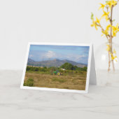 Grüner Traktor in grünen Feldern, Valencia, Spanie Karte (Gelbe Blume)