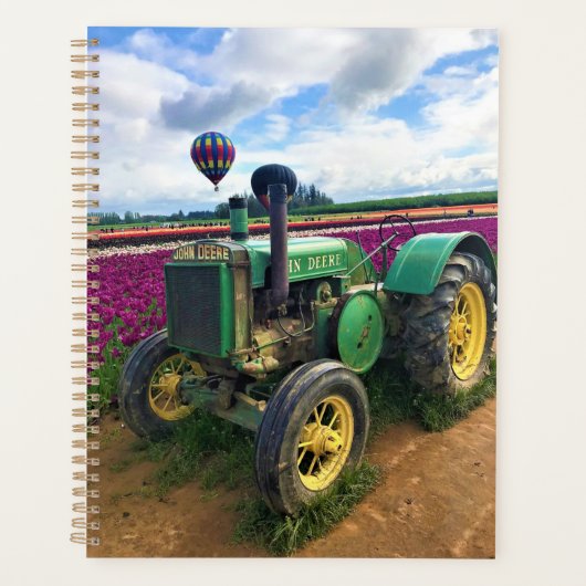 Grüner Traktor in Tulip Field, Oregon Planer (Vorderseite)