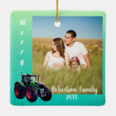 Grüner Traktor Keramikornament (Rückseite)