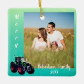 Grüner Traktor Keramikornament (Vorderseite)