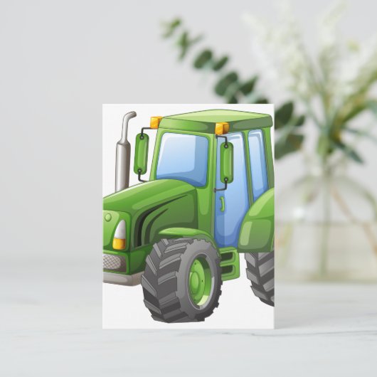 Grüner Traktor mit großen Rädern Postkarte (Stehend Vorderseite)