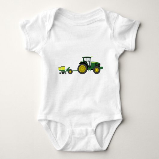 Grüner Traktor mit Pflanzer-Wagen Baby Strampler (Vorderseite)
