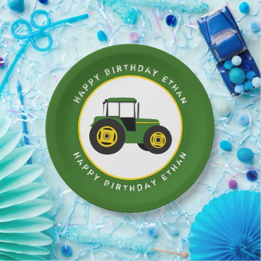 Grüner Traktor Pappteller (Party)
