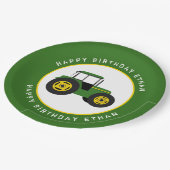Grüner Traktor Pappteller (Schrägansicht)