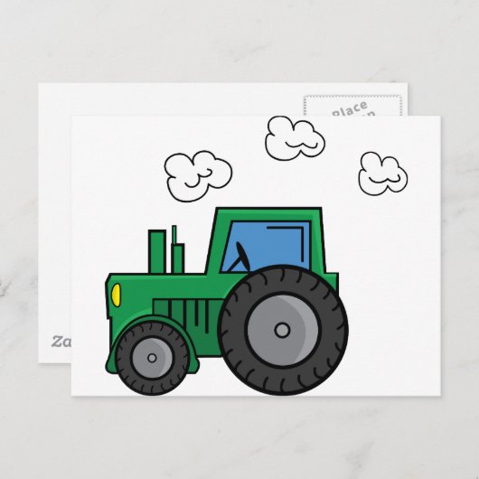 Grüner Traktor Postkarte (Vorne/Hinten)