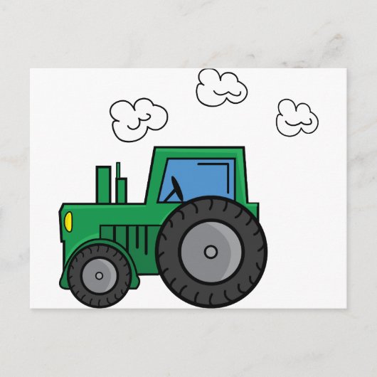 Grüner Traktor Postkarte (Vorderseite)