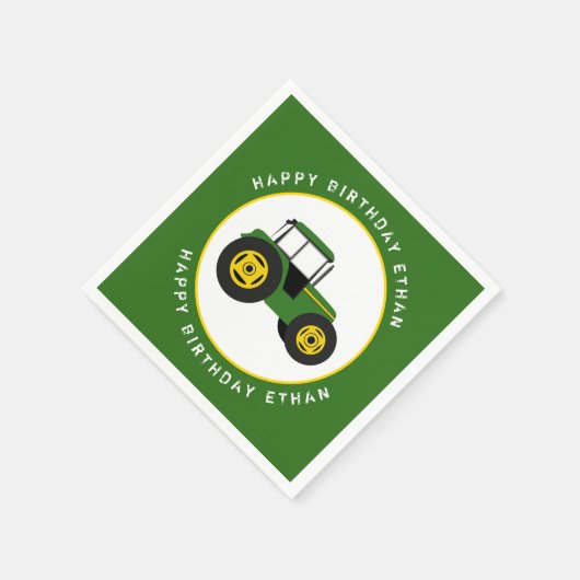 Grüner Traktor Serviette (Ecke)