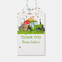 Grüner Traktor | Thema Landwirtschaft Geburtstagsp Geschenkanhänger