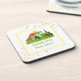 Grüner Traktor | Thema Landwirtschaft Geburtstagsp Getränkeuntersetzer