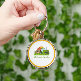 Grüner Traktor | Thema Landwirtschaft Geburtstagsp Schlüsselanhänger