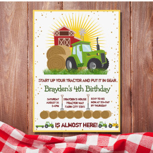 Grüner Traktor   Trucks Geburtstagsparty Einladung