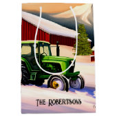 Grüner Traktor und Roter Stall Mittlere Geschenktüte (Vorderseite)