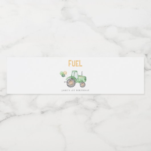 Grüner Traktor Wasserflaschenetikett (Einzelnes Label)