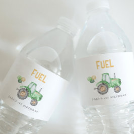 Grüner Traktor Wasserflaschenetikett