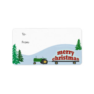 Grüner Traktor-Weihnachtsgeschenk-Aufkleber Adressaufkleber