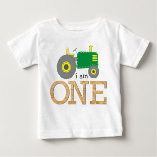Grüner Traktor zum ersten Geburtstag Baby T-shirt