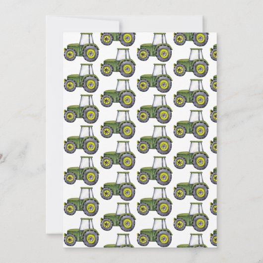 Grüner Traktor zum Geburtstag Dankeskarte (Rückseite)