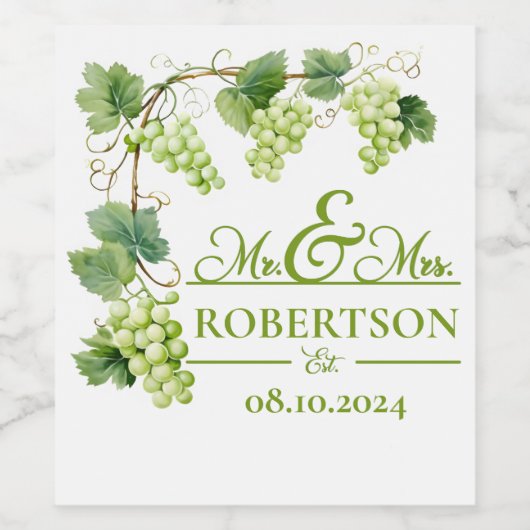 Grüner Traubenwein Weinetikett (Einzelnes Label)