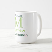 grüner Trauzeuge Name Buchstabe Datum männlich Pas Kaffeetasse (VorderseiteRechts)