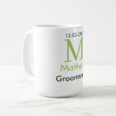 grüner Trauzeuge Name Buchstabe Datum männlich Pas Kaffeetasse (Vorderseite Links)