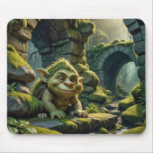 Grüner Troll unter einer steinernen Brücke Mousepad (Vorne)