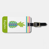 Grüner tropischer Ananas-Individuelle Name Moderne Gepäckanhänger (Vorderseite horizontal)