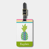Grüner tropischer Ananas-Individuelle Name Moderne Gepäckanhänger (Vorderseite vertikal)