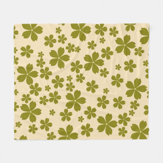 Grüner tropischer Blütensommer Fleecedecke (Vorderseite (Horizontal))