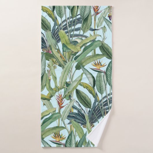 Grüner Tropischer Dschungel Banana Tree Strelitzia Badehandtuch (Badehandtuch)