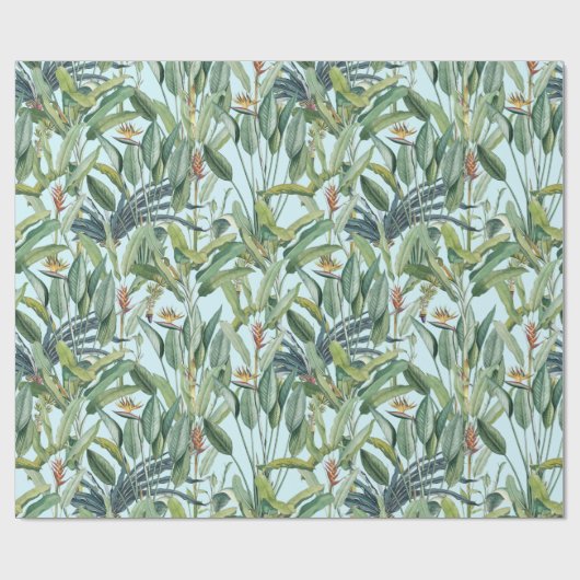 Grüner Tropischer Dschungel Banana Tree Strelitzia Geschenkpapier (Flach)