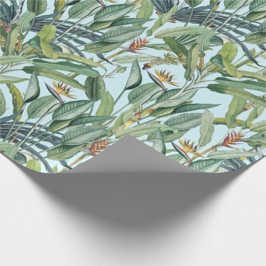 Grüner Tropischer Dschungel Banana Tree Strelitzia Geschenkpapier (Ecke)