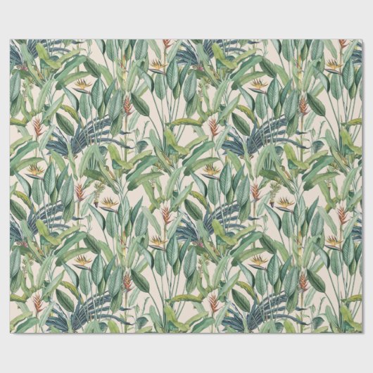 Grüner Tropischer Dschungel Banana Tree Strelitzia Geschenkpapier (Flach)